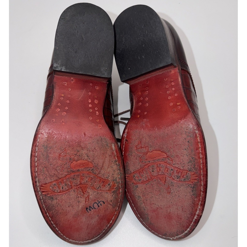 Freebird by Steven Mabel Distressed Leather Reptile Print Red Oxford Size 6 - Picture 8 of 8